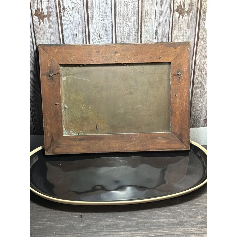 1902 George Rutledge Arts Crafts Brass Etching East Or West  Patina Wood Framed
